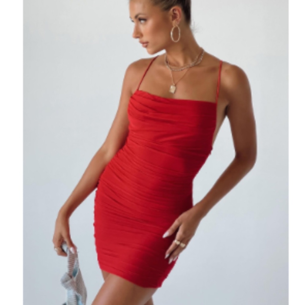Singing In The Rain Mini Dress Red - US 6 / Red